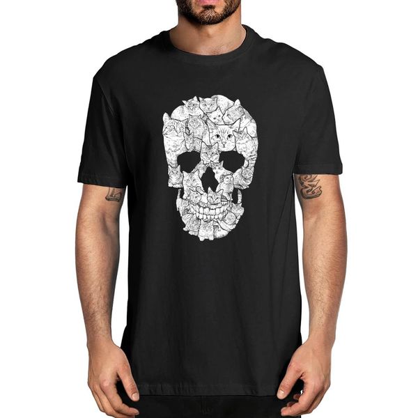 новая летняя мода cat череп дизайн ужас череп tshirt хэллоуин террора смешные люди шею тройник толстовка с капюшоном толстовка мужчины тенни